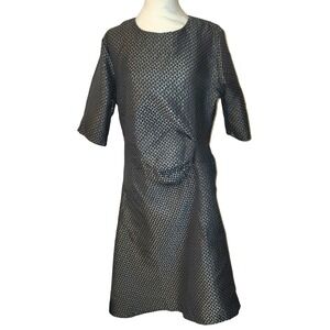 Collection London Silver Black Honeycomb Textured Elbow Sleeve Dress Size 14
